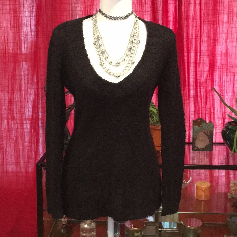 Energie Black Fuzzy Sweater Size Medium